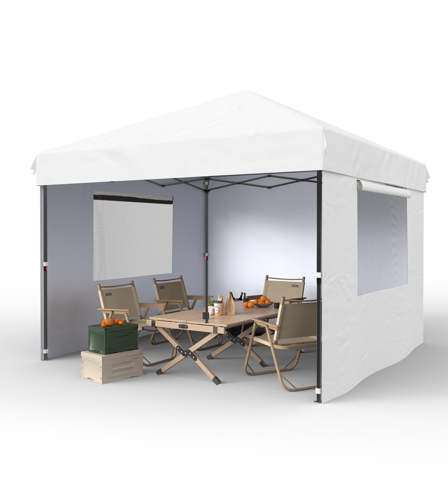 With Removable 3 Sidewalls - Easy Up Camping Tent - White