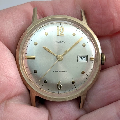 1967 TIMEX Marlin Calendar 2124 2567 Vintage 33mm Watch Movement PARTS or REPAIR