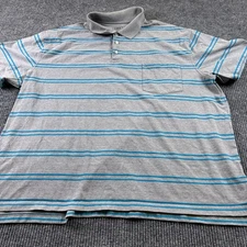 The Foundry Mens 4XL Short Sleeve Gray Striped Polo Casual Golf Shirt