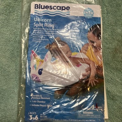 BlueScape Unicorn Split Ring water floaty 3-6yrs max 44lbs & with Repair Patch
