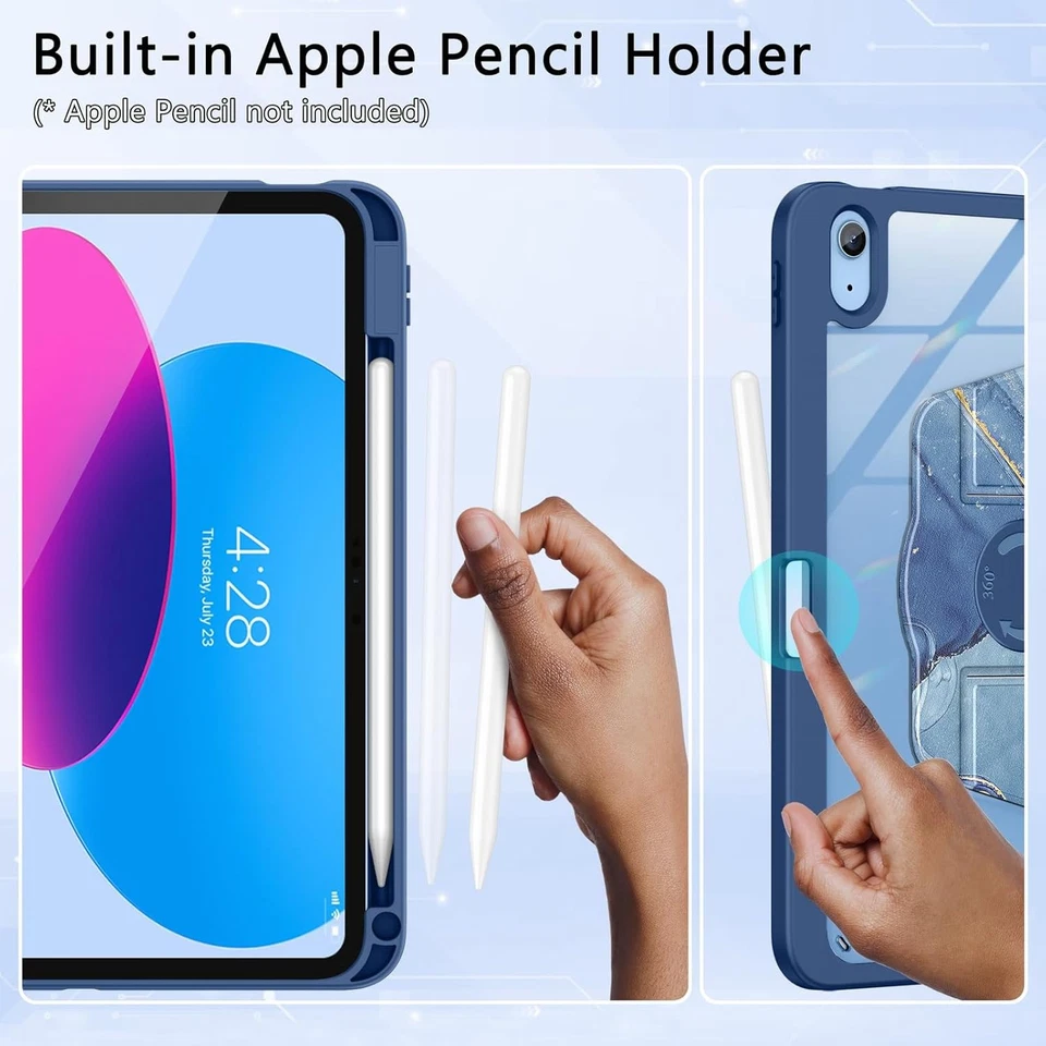 📱 iPad 10th 11th Gen 10.9" 11" Case 360° Rotating Stand Cover w/ Pencil Holder - Image 2 of 4