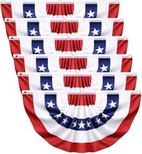 6 Pack USA Pleated Bunting Fan Flags 1.5x3 Ft American 1.5x3FT 6 Pack