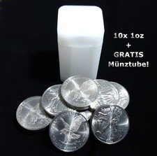 10 PEZZI 1 OZ MEDAGLIA TITANIO USA EAGLE + TUBO MONETA - AQUILA LIBERTY - ONCIA LINGOTTO