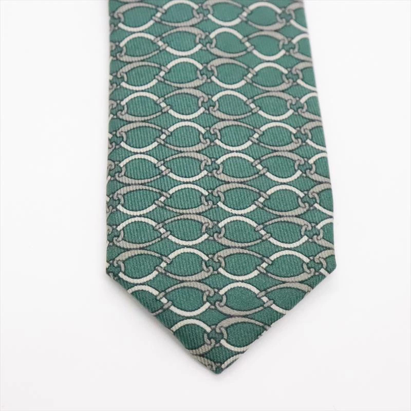 HERMES  Tie Patterned Green Used - image 4