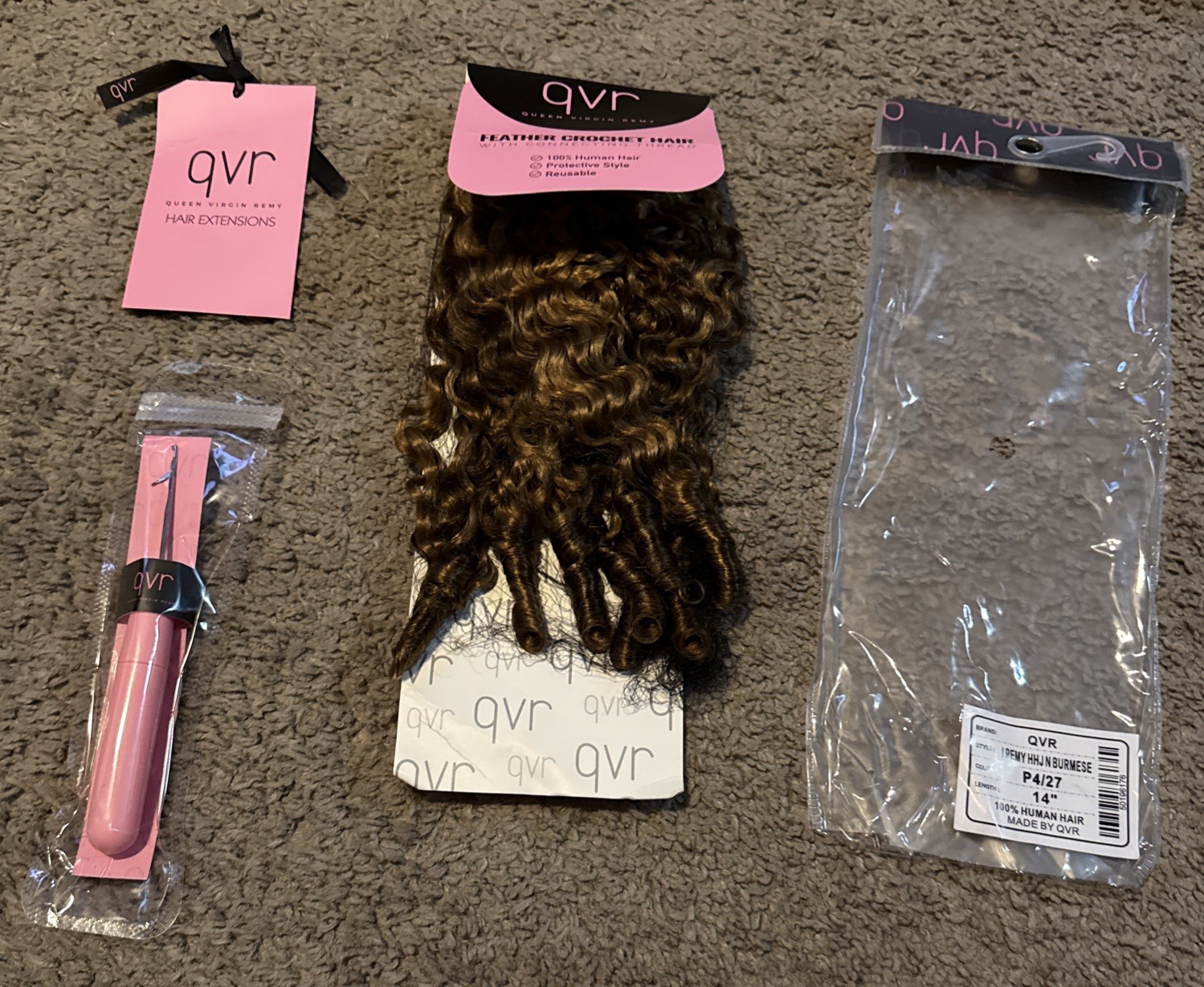 QVR I Remy HHJ N Burmese Human Hair Extension 14in P4/27 Dark Brown/Honey Blonde