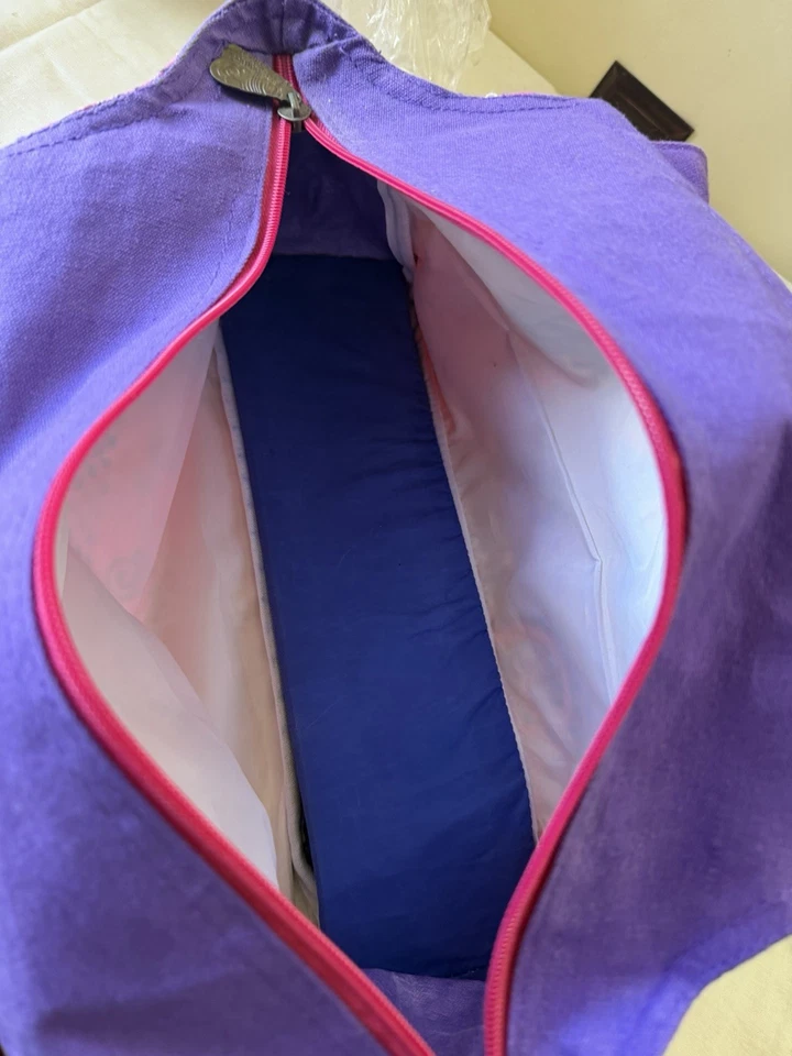 LAUREL BURCH Pink Purple Cats Butterfly Large Tote Shoulder Bag Charm NEW - Image 4 of 4