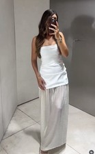 ZARA Ecru & White Contrast Strapless Midi Maxi Dress Size M ref:3152/364