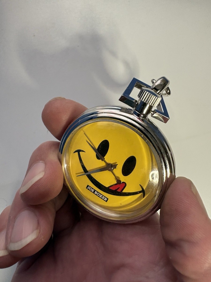 Vintage 1996 Joe Boxer Timex Smiley Face Watch Fob With Clip  display picture 3