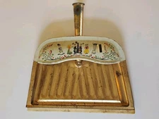Vintage JV REED Metal Dust Pan M. Taber Dutch Amish Folk Design Copper Color