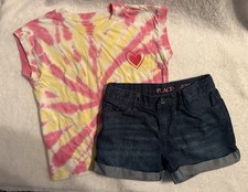 Girls Size 8 Summer Spring Outfit Shorts and Tshirt Medium Lot
