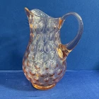 Pink Depression Glass Coin/Thumbprint Optical Pitcher, 10”tall Applied Handle