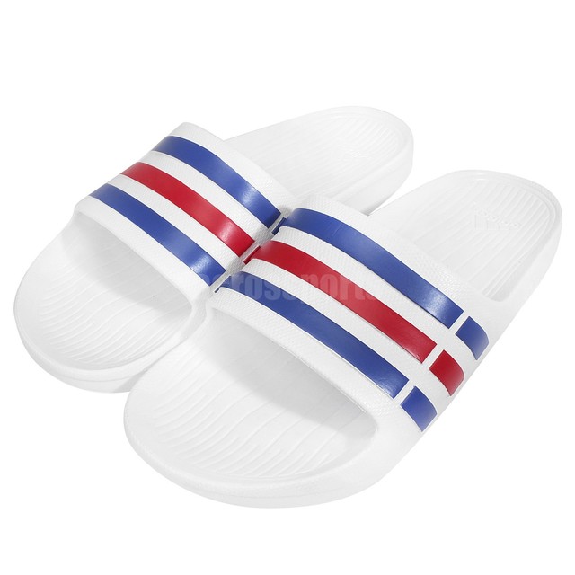 red and white adidas flip flops