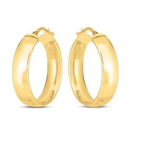 Alianza de boda de oro amarillo de 14k de 6 mm x 25 mm con aros de tubo abovedado con cierre de bisagras 3 gr