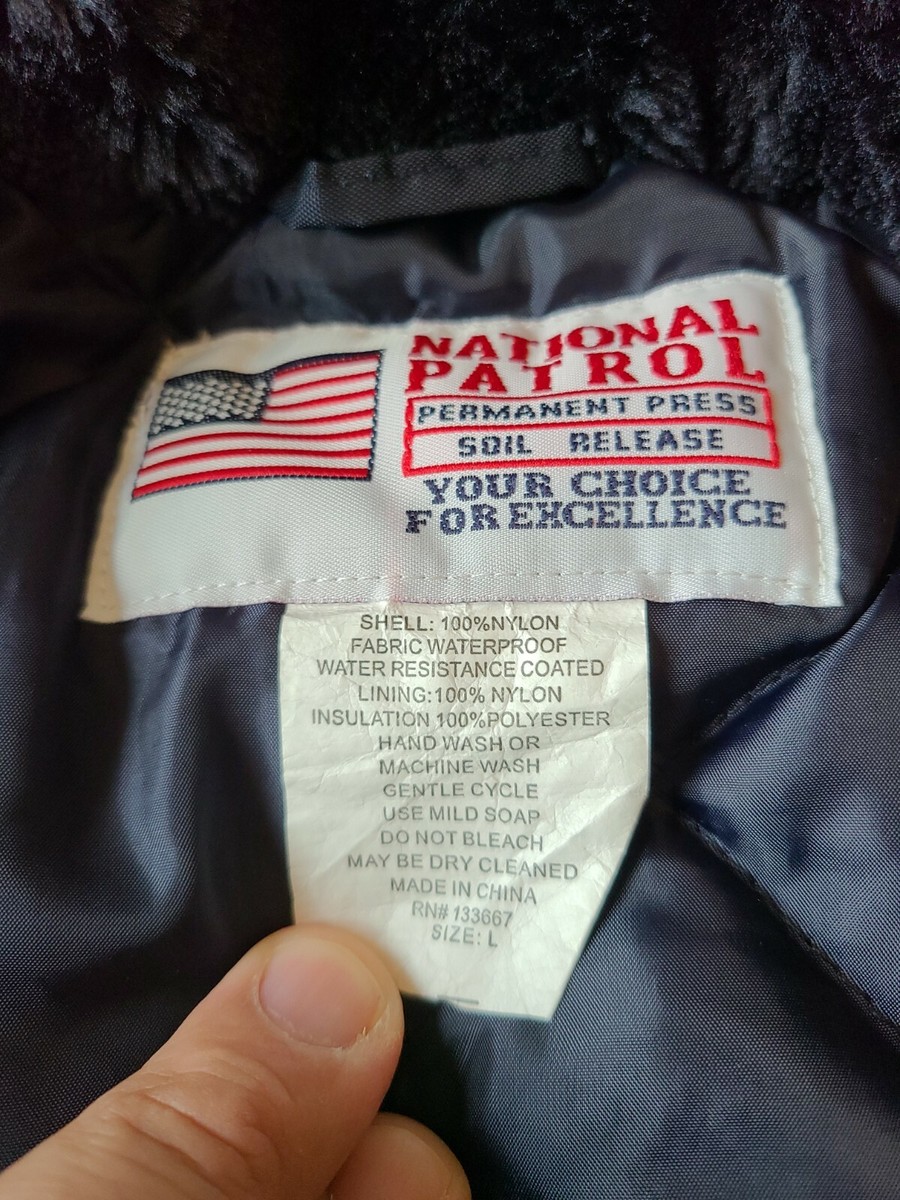 National Patrol Men's Perm Press, Soil Release, Navy Blue, Size L
