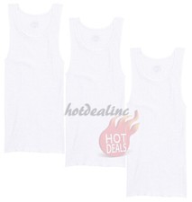 Lot 3 or 6 Pack Men White Cotton Tank Top A-Shirt Wife Beater Ribbed Undershirt