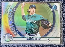 2020 Bowman Chrome Baseball MLB BTP-46 Logan Gilbert Refractor RC Top 100 Scouts