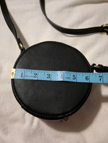 ZARA Mini Crossbody Bag EMBOSSED FLOWER Black ROUND Strap HandBag - Picture 13 of 15