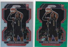 2022 Panini WNBA Prizm Silver and Green Refractors #105 Aisha Sheppard RC