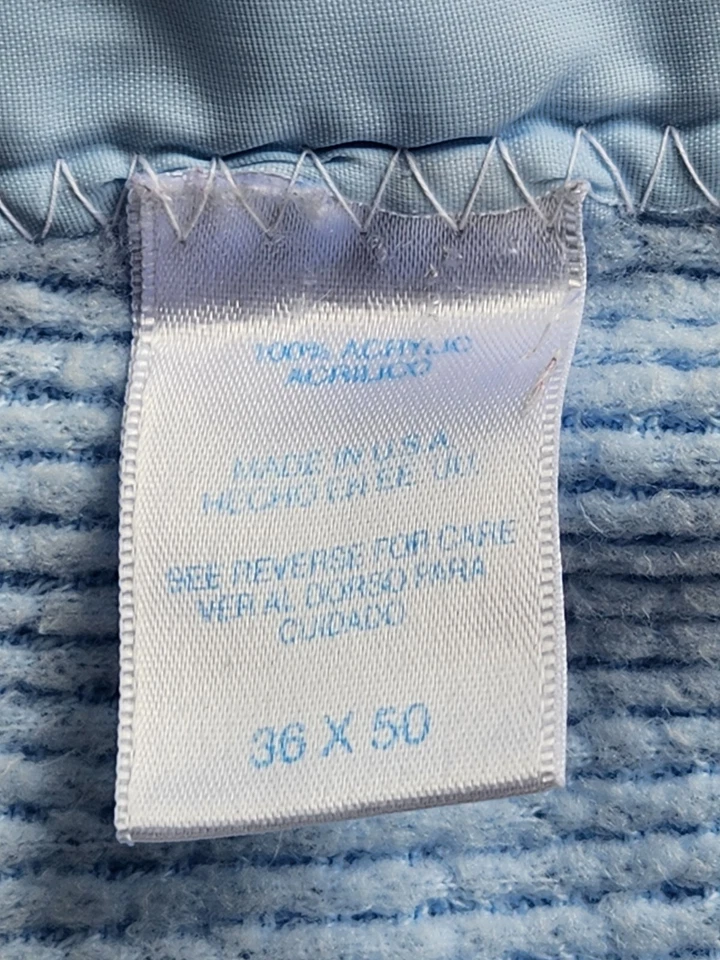 Baby Boy Blue Waffle Thermal Weave Trim Blanket Acrylic 36x50 - Image 4 of 4