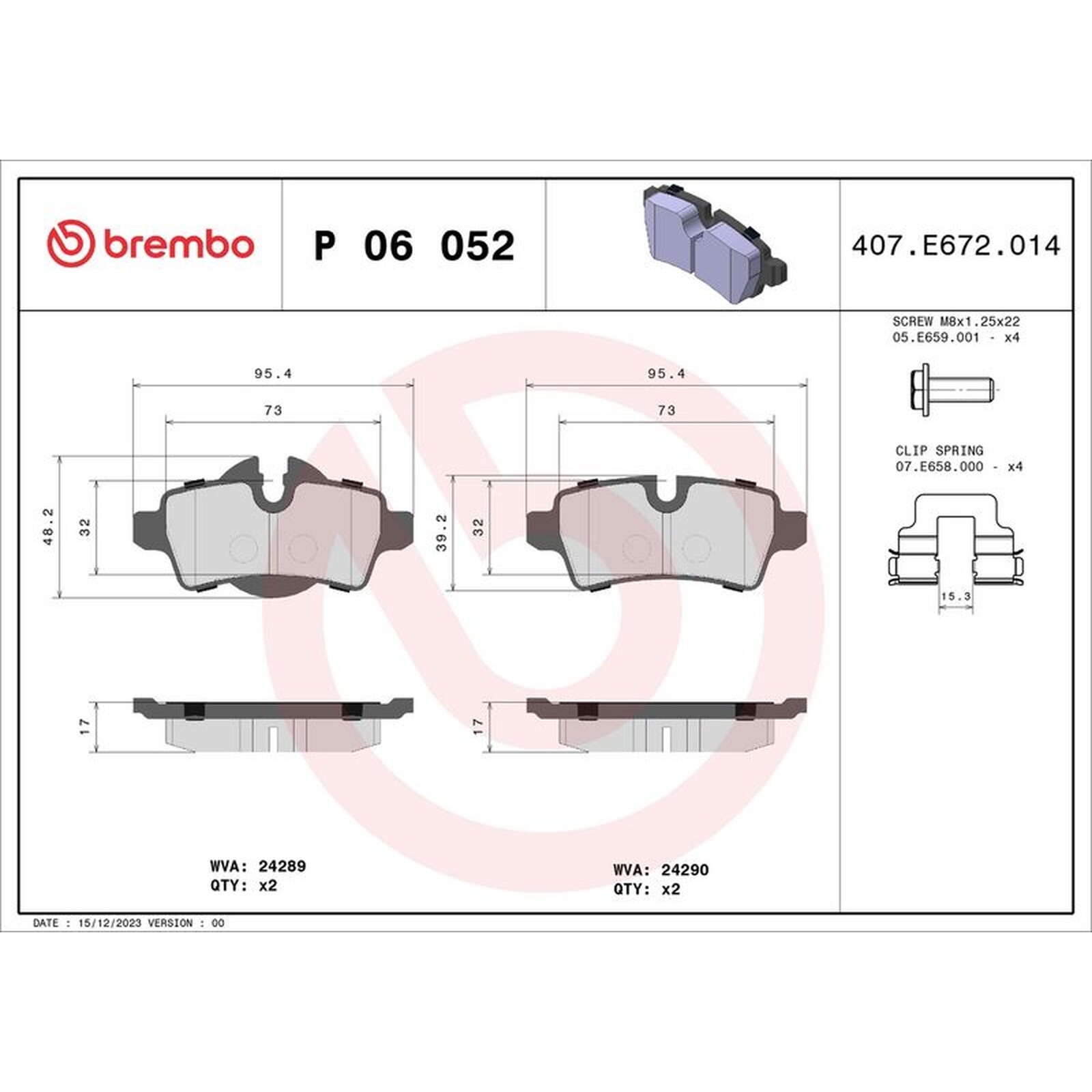 Brembo Xtra Brake Pad Set P06052X Rear Axle - High Quality - Free Shipping