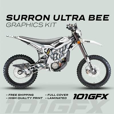 Surron Ultra Bee Graphics Kit FOX RACE LINE White Grey Decals Stickers