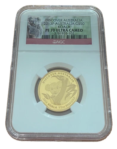 Australia 2013P 1/2 oz Gold $50 NGC PF70UC Discover Australia - Koala