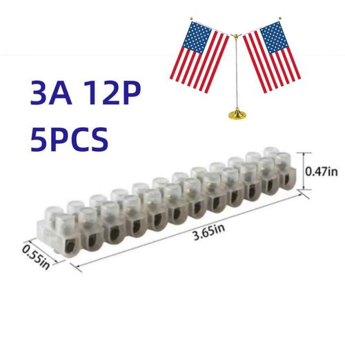 5PCS 3A Dual Row 12 Positions Screw Terminal Electric Barrier Strip Block - Picture 1 of 2