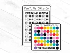 2450-2~~Two Dollar Savings Tracker Planner Stickers.
