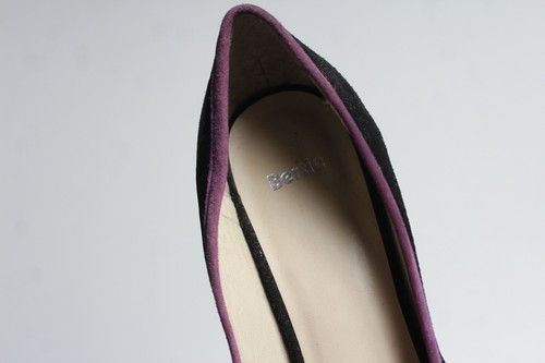 Bertie Womens Peep Toe Suede Leather Heels - Black Purple - Size 4 - Picture 5 of 5