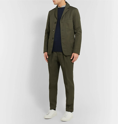 Officine Generale Unstructured Jacket in Olive Cotton, size 46