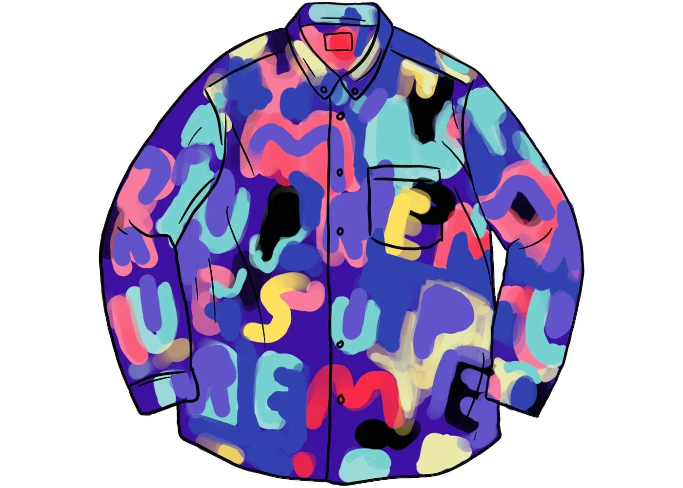 Chemise Supreme Painted Logo Royal SS20 (Taille M : Medium) (Neuve avec étiquettes)