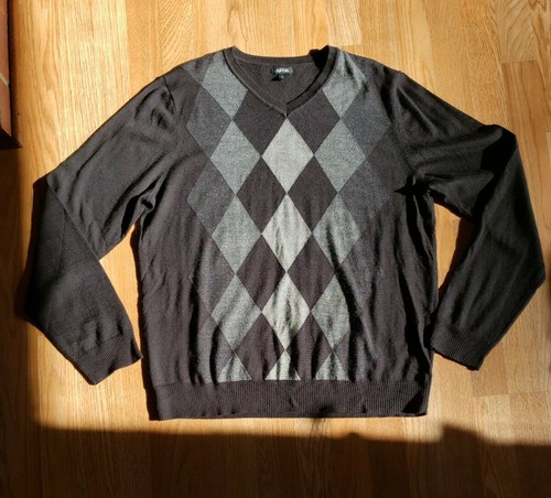 Apt. Suéter Pullover 9 Para Hombre Mezcla Lana Merino, Negro Argyle, Talla XL - Imagen 1 de 3