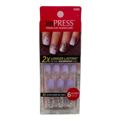 Impress Press On Manicure Broadway Gel Nail 62305 Harlem Shake Lavender Glitter