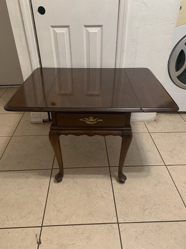 Vintage Middle Century ETHAN ALLEN Mahogany Drop Leaf Side End Table  - Picture 2 of 11