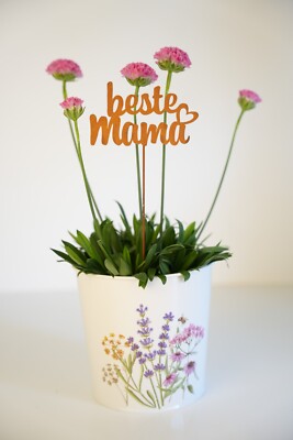 Blumenstecker ''beste Mama'' ''bester Papa'' rost Garten Muttertag/Vatertag