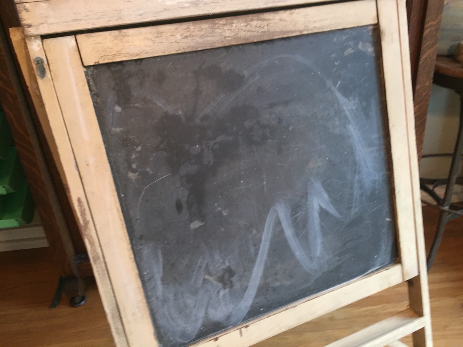 Antique Slate Chalk Board & Scroll Desk Teaching Aid Folding Western New York eBay