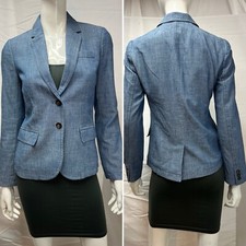 J.CREW Women's 0 Chambray Blue 2-Button Blazer Jacket