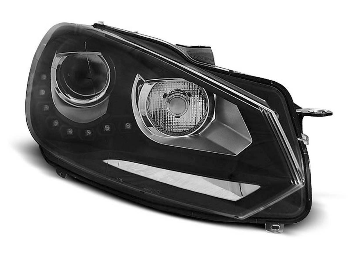 Phares Golf 6 de style Daylight LED DRL noirs au design profilé sombre