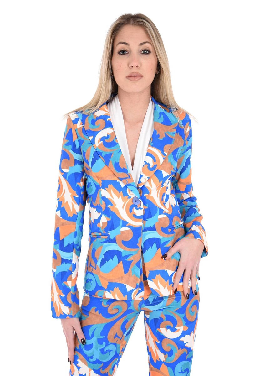 Blazer Donna Elegante Giacca Monopetto Maioliche Colorata