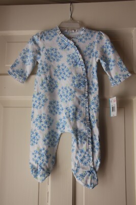 ROMPER~Little Me~One Piece Outfit~NEW with tags 6 months BLUE Floral Footed GIRL
