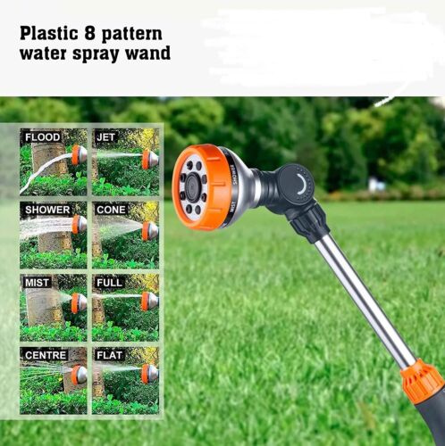 Garden Hose Watering Wand Heavy Duty Nozzle Sprayer 8 Spray Patterns 18 In - Picture 1 of 7