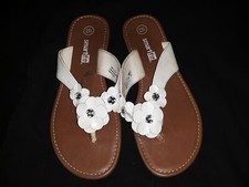 Used Girl's Fancy Sandal/Slipper/Flip Flops- Brown and White Color- Size 13.5