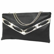 Borsetta donna borsa clutch da sera cerimonia pelle Annaluna nero made in italy