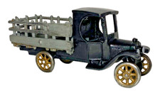 ARCADE CAST IRON BLACK C CAB FORD STAKE TRUCK - 9" RESTORED