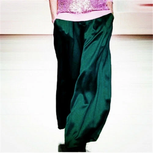 Nuevos pantalones informales sueltos de pierna ancha 100 % seda morera para mujer Foto 2 de 4