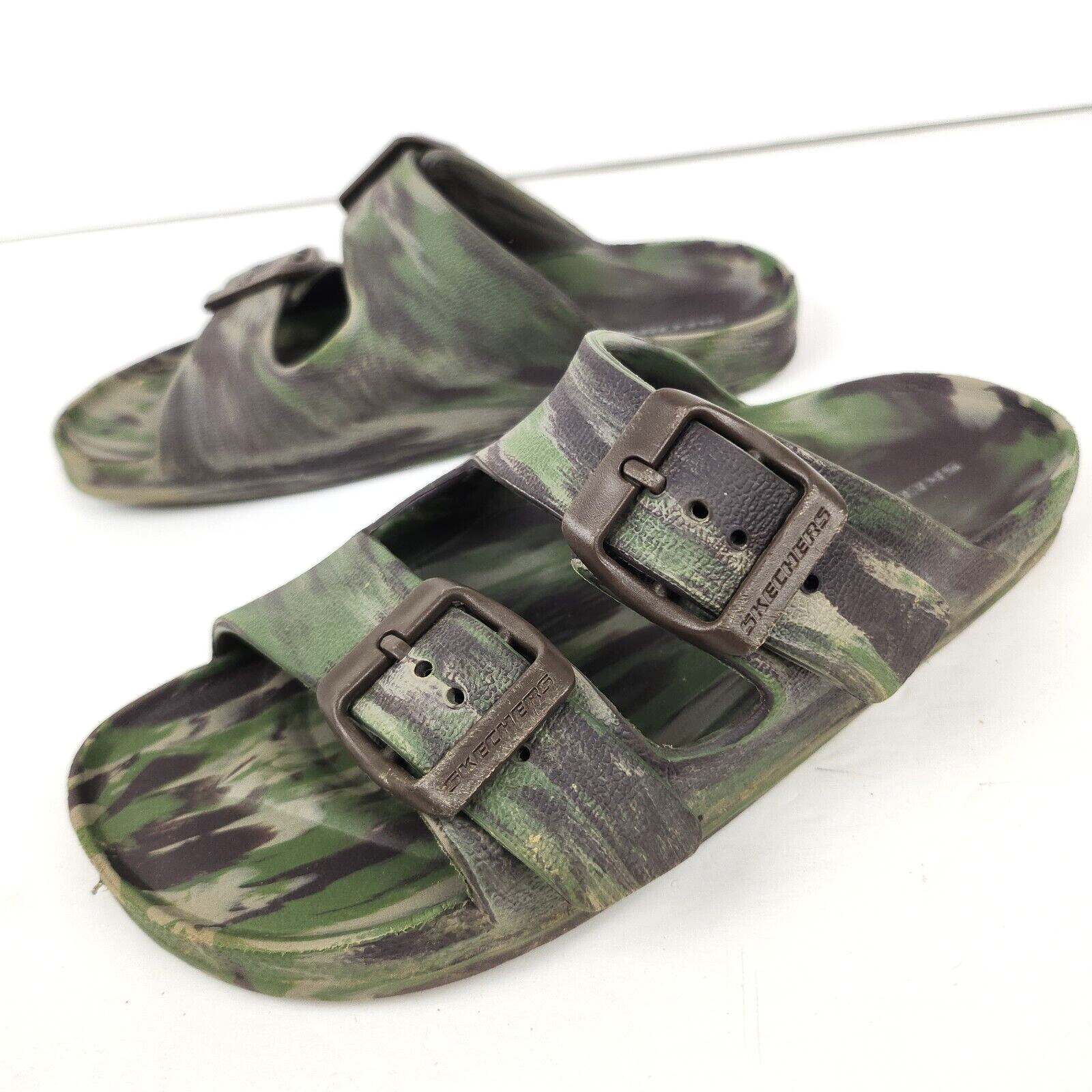 Skechers Boys Foamies Cali Blast Green Camo Water Shoes Sandals Kids Size 13