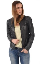 Women Leather Biker Jacket Genuine White Leather Motorcycle Jacket XS-2XL FB101