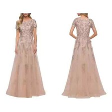 La Femme Lace  Tulle A-Line Gown Dress Sz 10  619 nude  1197