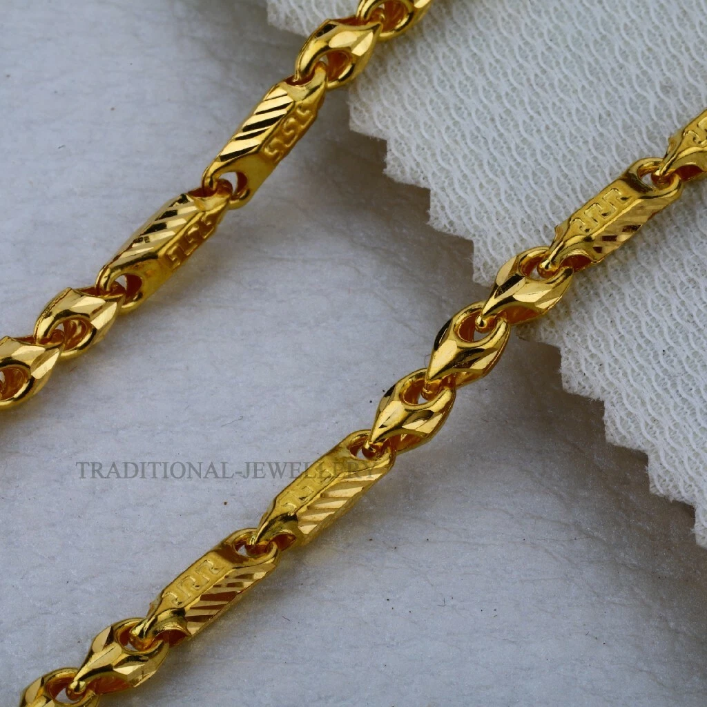 Handmade Man Women Choco 916 22k Gold Chain Necklace Daily wear Jewelry 8