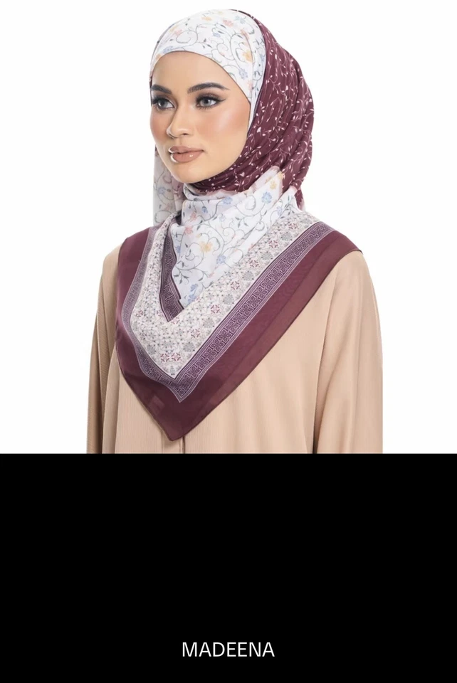 Printed Square Headscarf Shawlpublika Tudung Bawal Malaysia - free shipping fees - Image 3 of 4